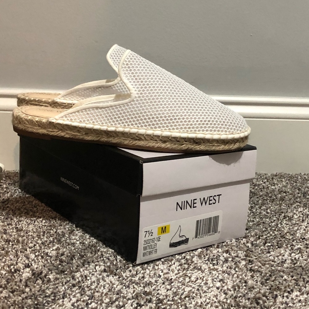White mesh slip-on shoes